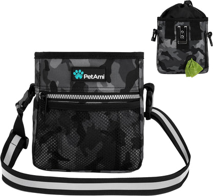 Hands-Free Dog Treat Pouch for Training and Walking in Camo Black