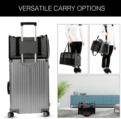 Cat Carrier - Portable Foldable Dog Pet Carrier, Soft-Sided Pet Bag up to 15 Lbs, Airline Approved Travel Puppy Carrier