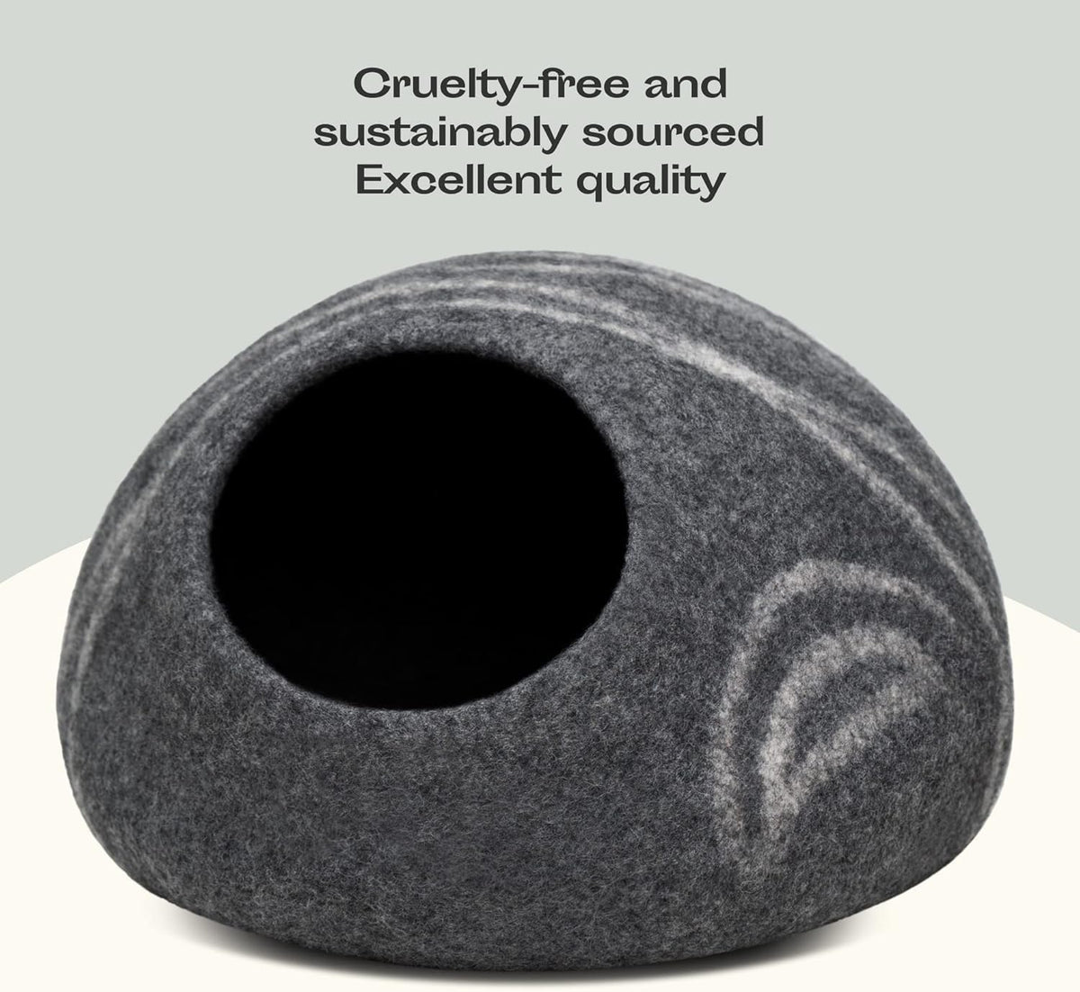 Cat Cave - New Zealand Wool Bed for Indoor Cats (Dark Gray)