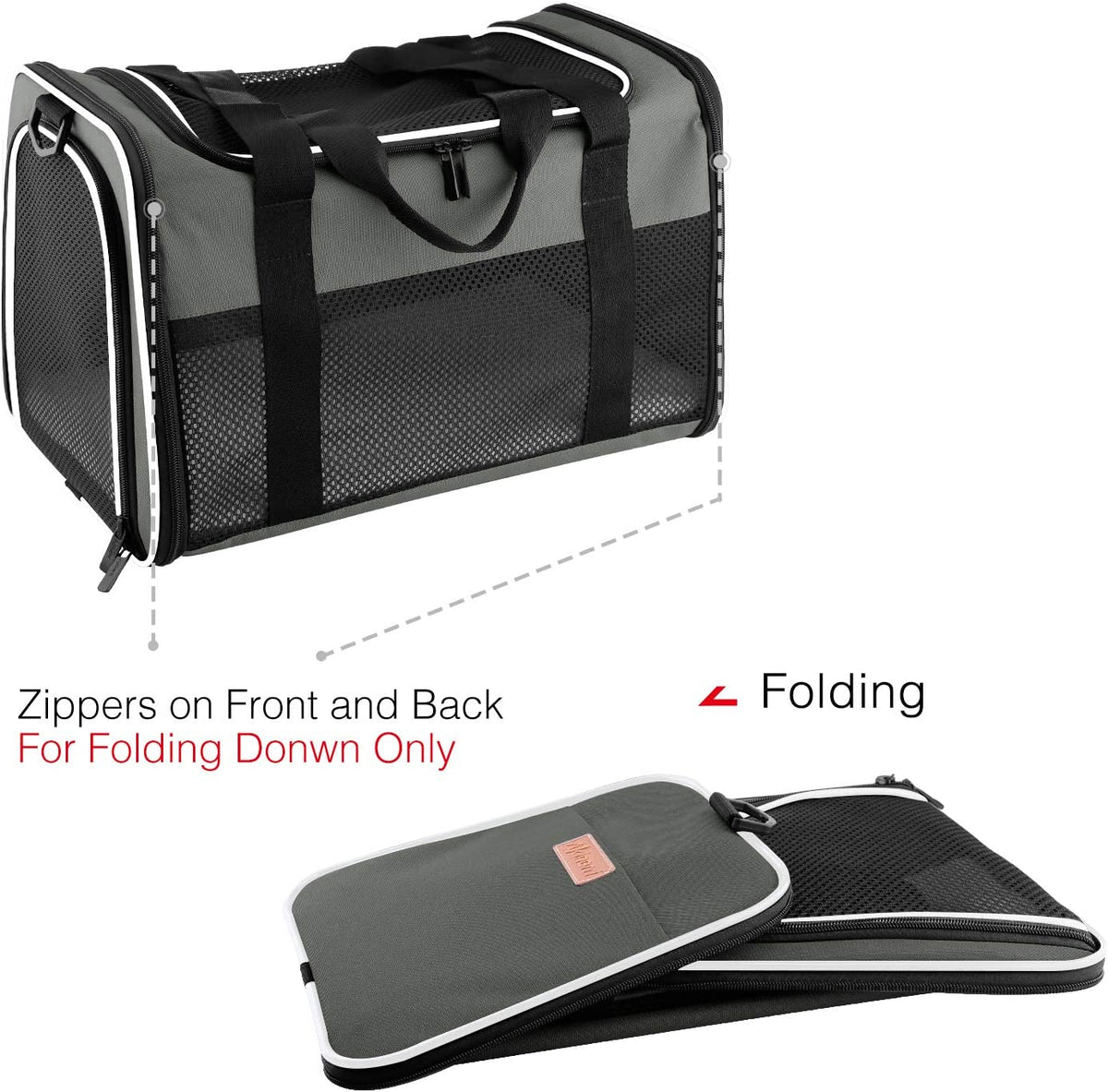 Cat Carrier - Portable Foldable Dog Pet Carrier, Soft-Sided Pet Bag up to 15 Lbs, Airline Approved Travel Puppy Carrier