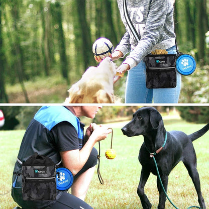 Hands-Free Dog Treat Pouch for Training and Walking in Camo Black