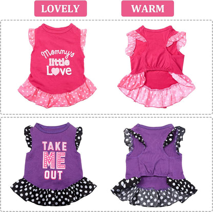 2 Set Dog Dresses for Dogs XS/S/M/L, Love and Me, Medium