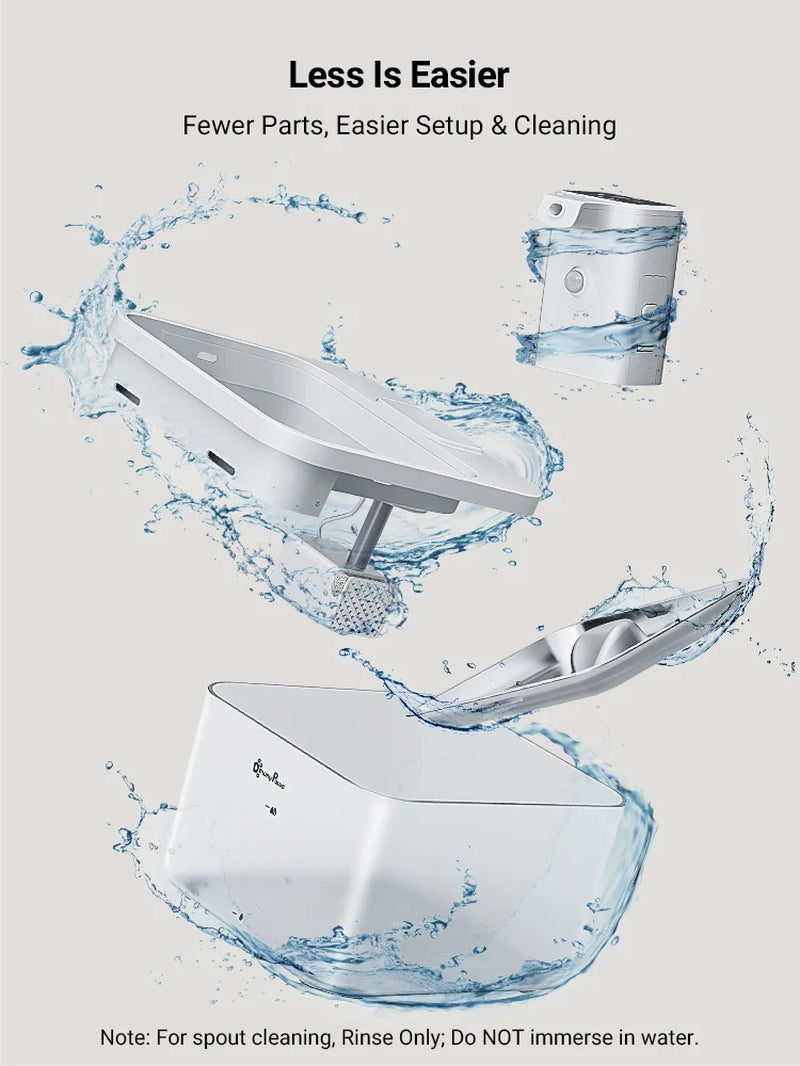 2.5L Automatic Stainless Steel Cat Water Fountain 4000Mah Wireless Pet Drinker Battery & Sensor 2 in 1 Dispenser