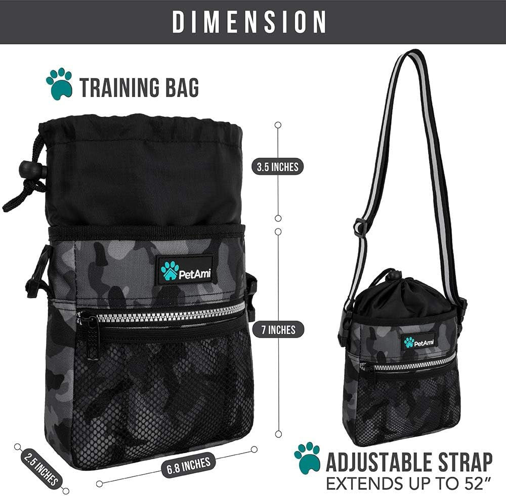 Hands-Free Dog Treat Pouch for Training and Walking in Camo Black