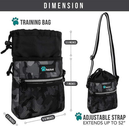 Hands-Free Dog Treat Pouch for Training and Walking in Camo Black