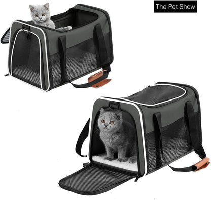 Cat Carrier - Portable Foldable Dog Pet Carrier, Soft-Sided Pet Bag up to 15 Lbs, Airline Approved Travel Puppy Carrier